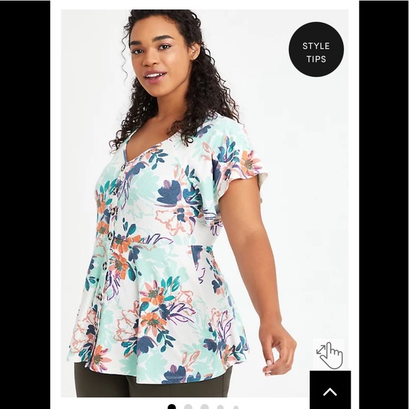 torrid Tops - NWT Torrid Button Front Peplum Top - Floral White. Sizes 1X